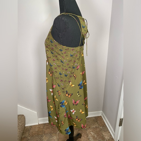 Women’s XS Abercrombie & Fitch Olive Green Butterfly Strappy Mini Dress - Picture 7 of 10